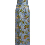 Clover Metallic Brocade Column Gown