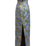 Clover Metallic Brocade Column Gown