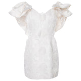 Lisette Ruffle Sleeve Mini Dress with Floral Appliqués