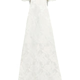 Audrey Puff Sleeve Fitted Midi Dress With Train