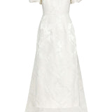Audrey Puff Sleeve Fitted Midi Dress With Train