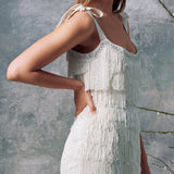 Diana White Fringe Mini Dress