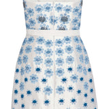 Lulu White Silk Mini Dress With Blue Daisy Beading