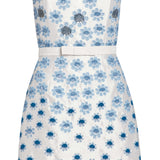 Lulu White Silk Mini Dress With Blue Daisy Beading