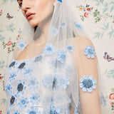 Bailey Blue Embroidered Blusher Veil