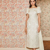 Audrey Puff Sleeve Fitted Midi Dress With Train