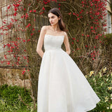 Fiorela White Floral Jacquard Strapless Midi Dress