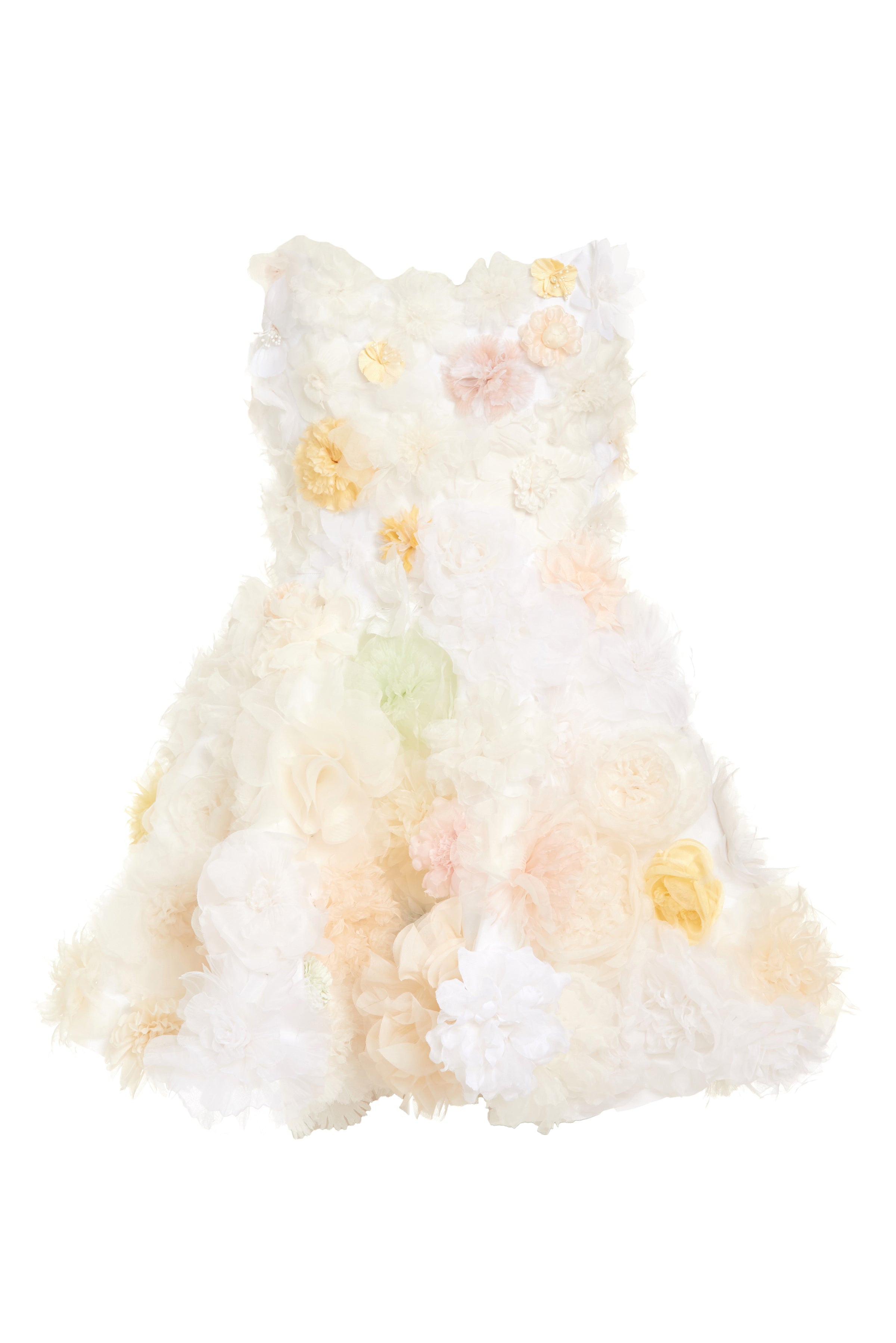 Petal Floral Applique Strapless Mini Dress