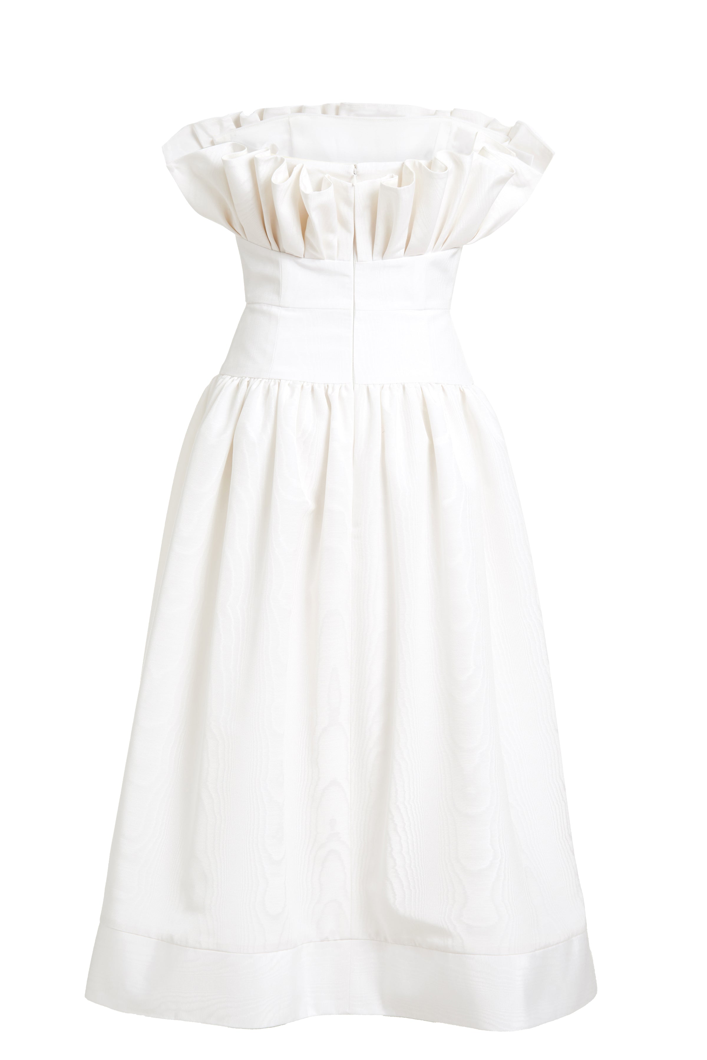 Demetra White Moire Midi Dress