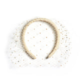 Lunella Grosgrain Headband with Swarovski Pearl Dotted French Veiling