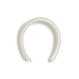 Bruna Sculptural Padded Headband in White Satin Floral