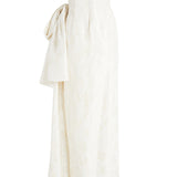 Lena Strapless Draped Corset Bodice Gown in Ivory Floral Brocade