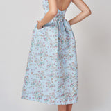 Apple Blue Ikat Floral Corset Dress