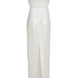 Isabel White Sequin Gown
