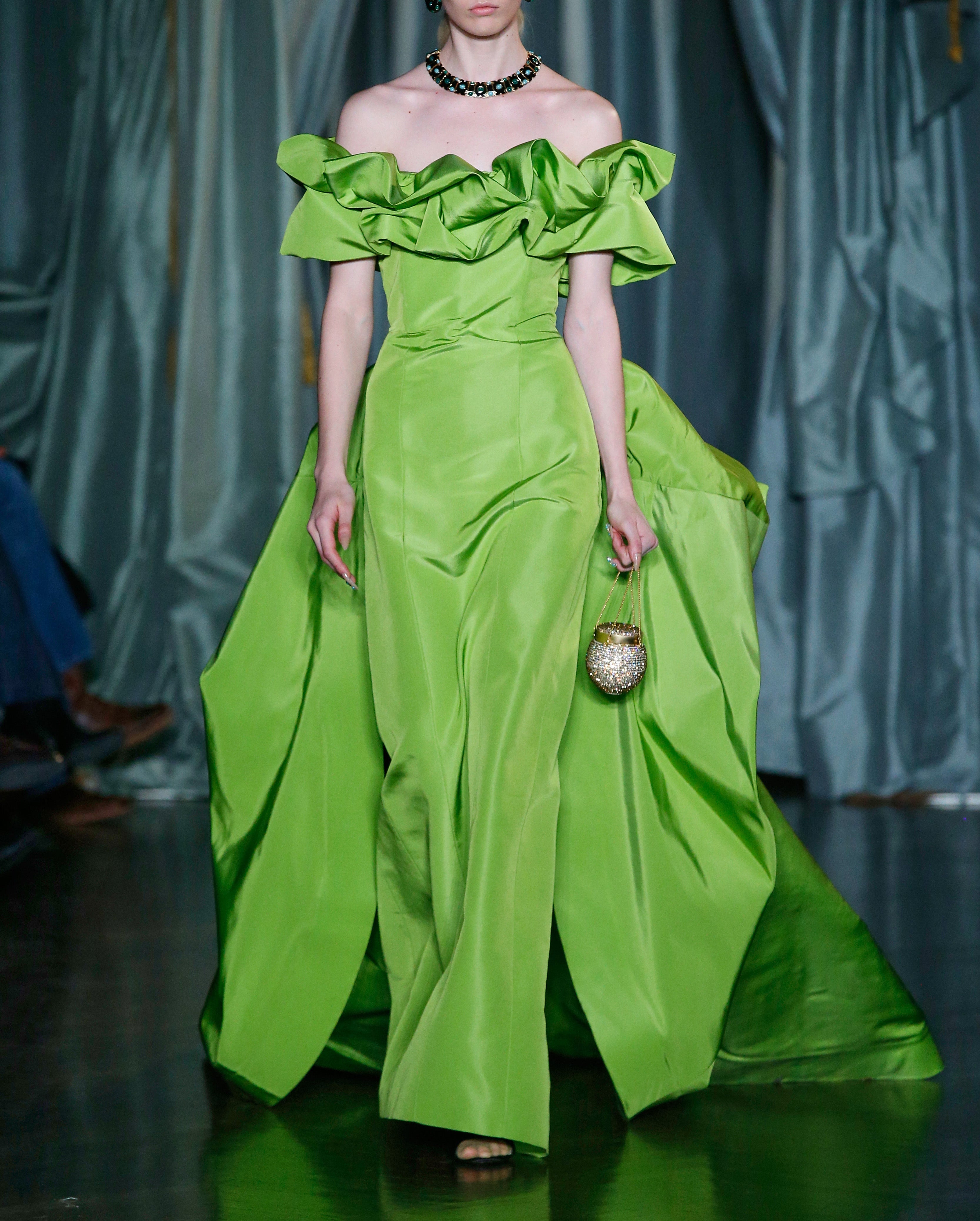 Etta Chartreuse Ruffle Gown