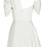 Maya White Silk Asymmetric Mini Dress