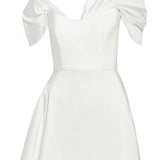 Maya White Silk Asymmetric Mini Dress