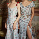 Serafina Blue Floral Corset Dress