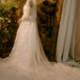 Catrine Cathedral Veil with Embroidered Scalloped Lace Edging