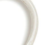 Bruna Sculptural Padded Headband in White Satin Floral