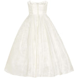 Fiorela White Floral Jacquard Strapless Midi Dress