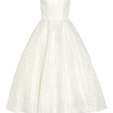 Fiorela White Floral Jacquard Strapless Midi Dress