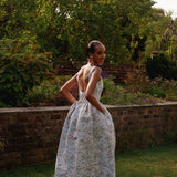 Apple Blue Ikat Floral Corset Dress