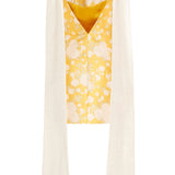 Celestia Yellow Floral Brocade Mini Dress