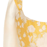 Celestia Yellow Floral Brocade Mini Dress