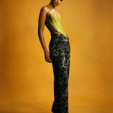 Sidonie Black Flocked Damask Pant