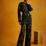 Beau Black Flocked Damask Jacket