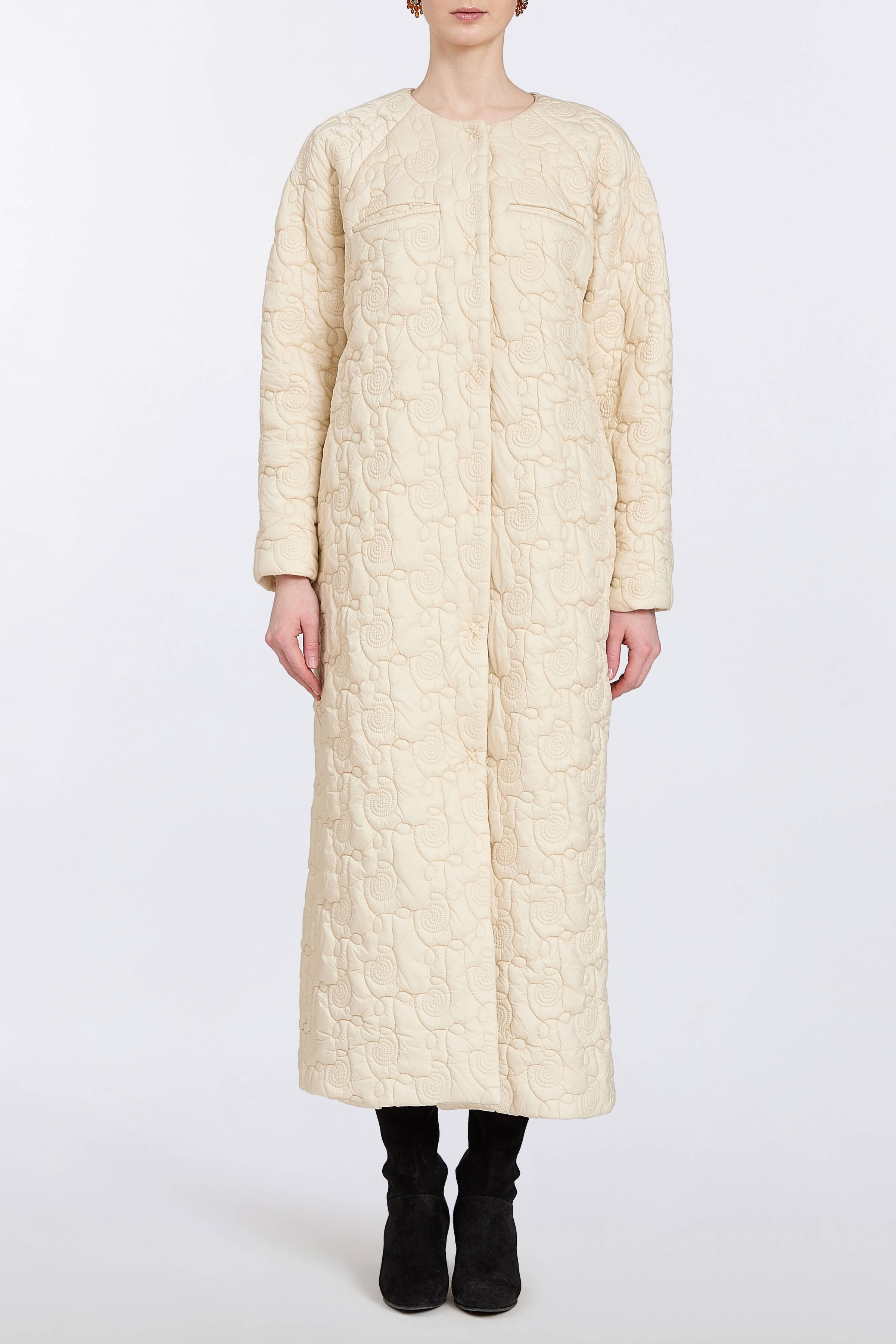 Briallen Ivory Quilted Coat