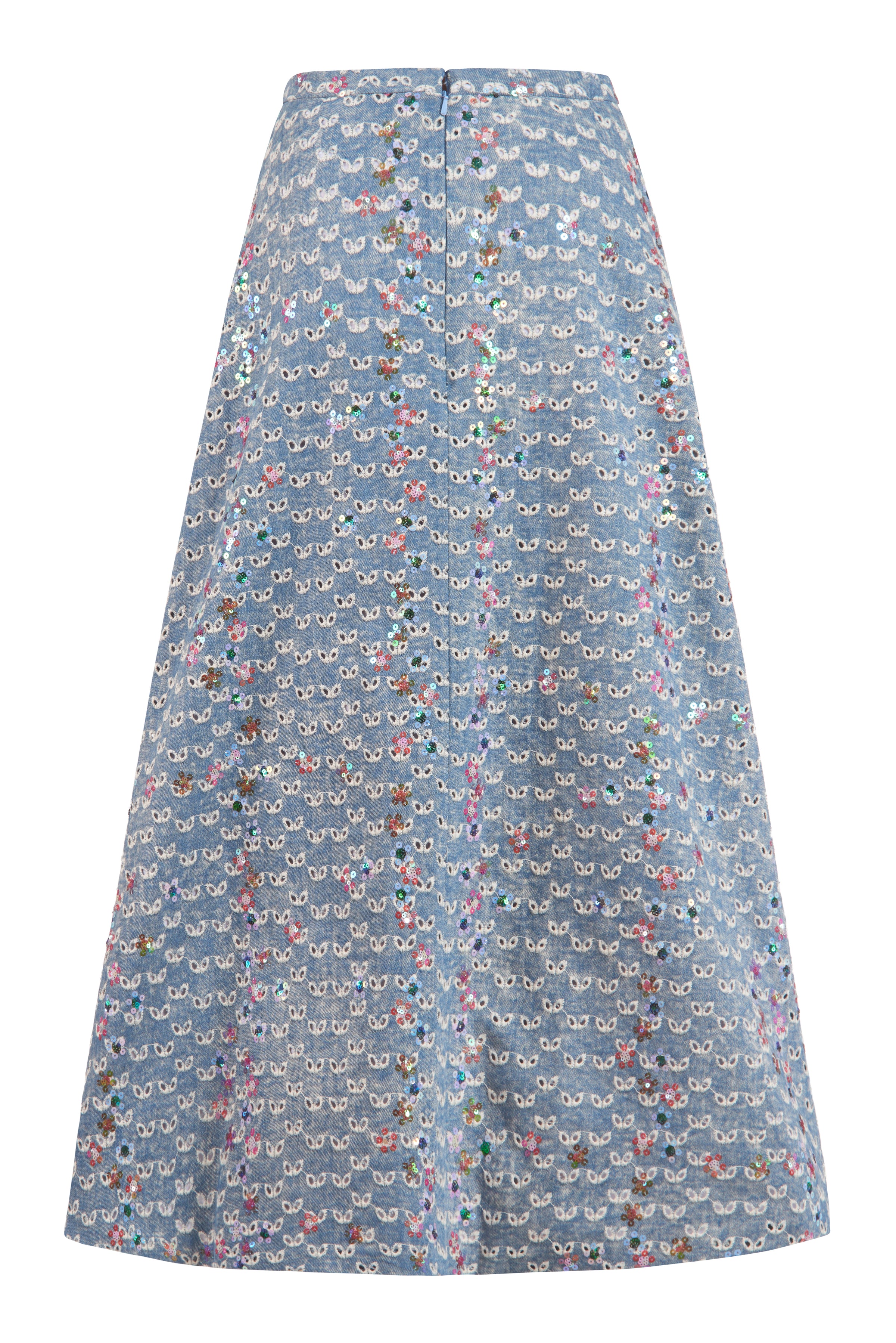 Pia Sequin Eyelet Denim Skirt