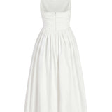 Leia Off-White Ruched Halter Midi Dress