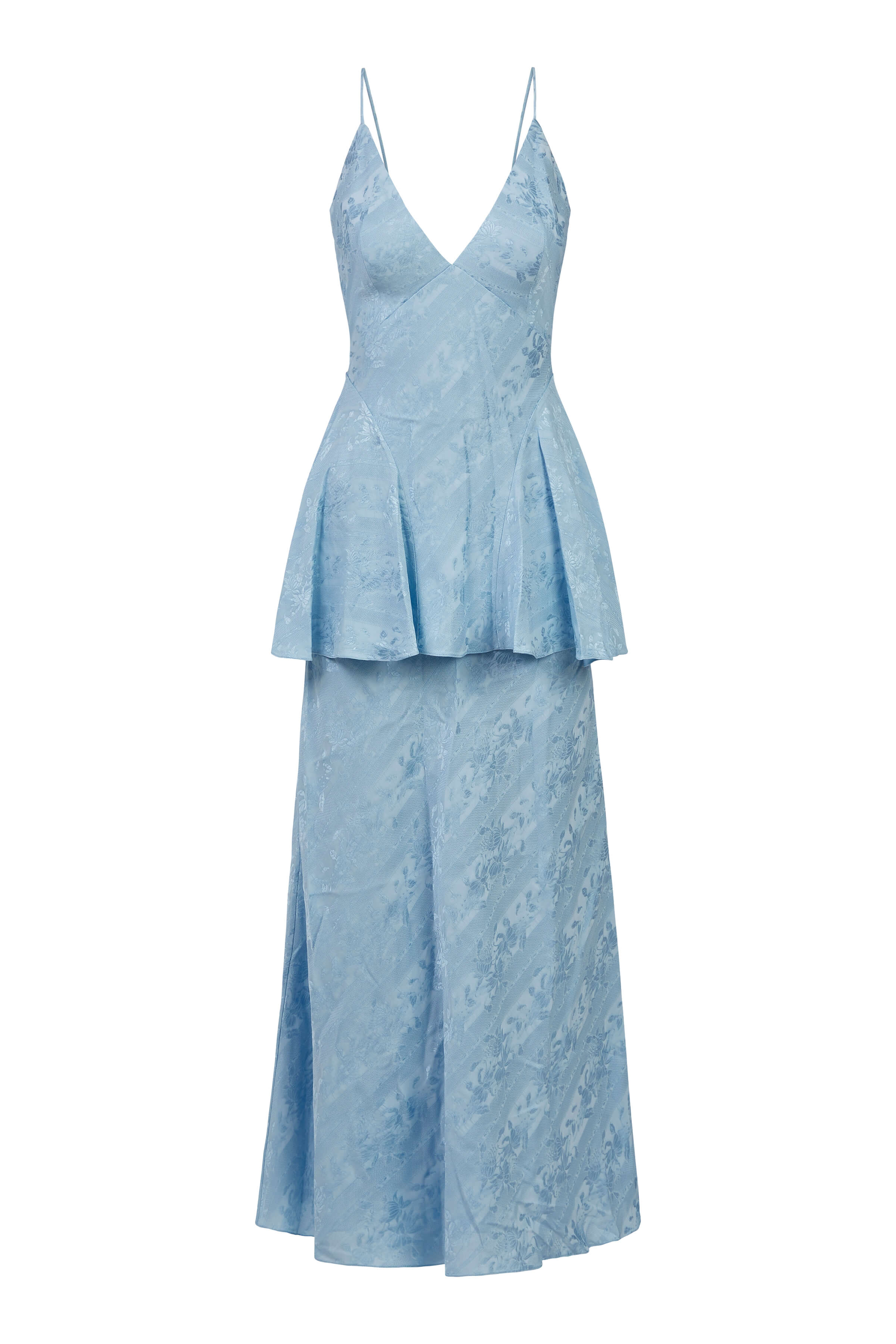 Dionne Blue Floral Jacquard Midi Dress