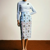 Auguste Hand-Beaded Sheer Organza Midi Skirt