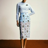 Romy Sky Blue Floral Appliqué Sweater