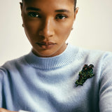 Romy Sky Blue Floral Appliqué Sweater