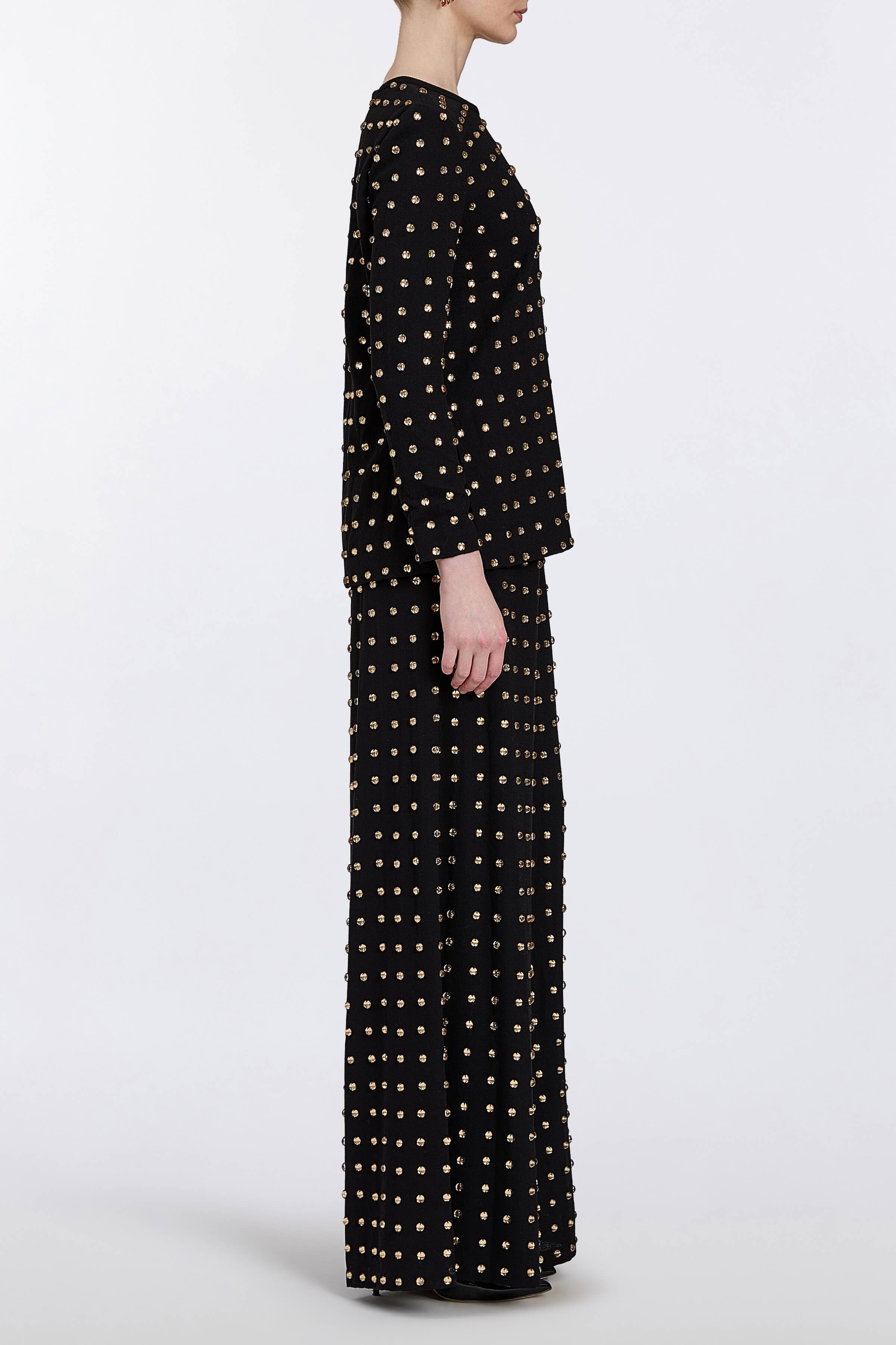 Winona Embellished Wool Crepe Side Slit Top