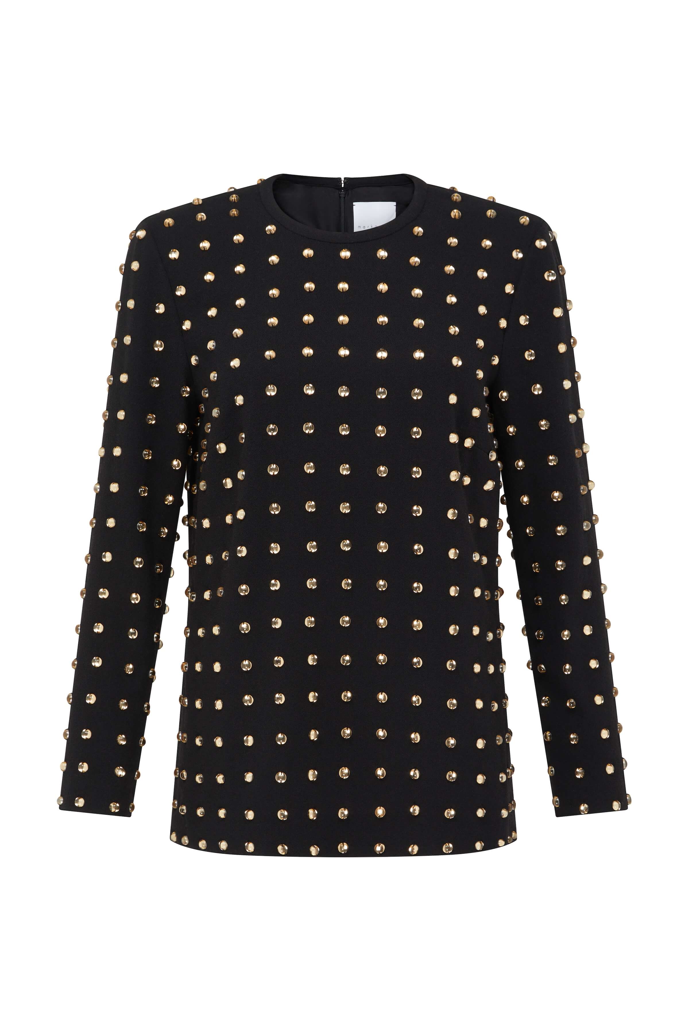 Winona Embellished Wool Crepe Side Slit Top