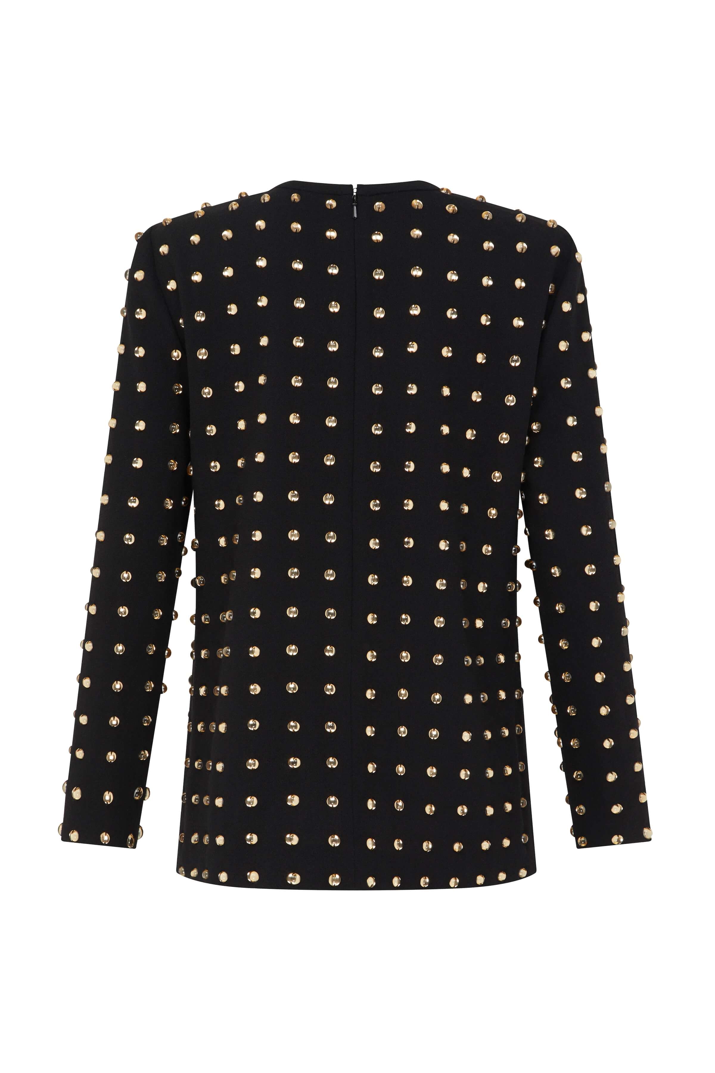 Winona Embellished Wool Crepe Side Slit Top