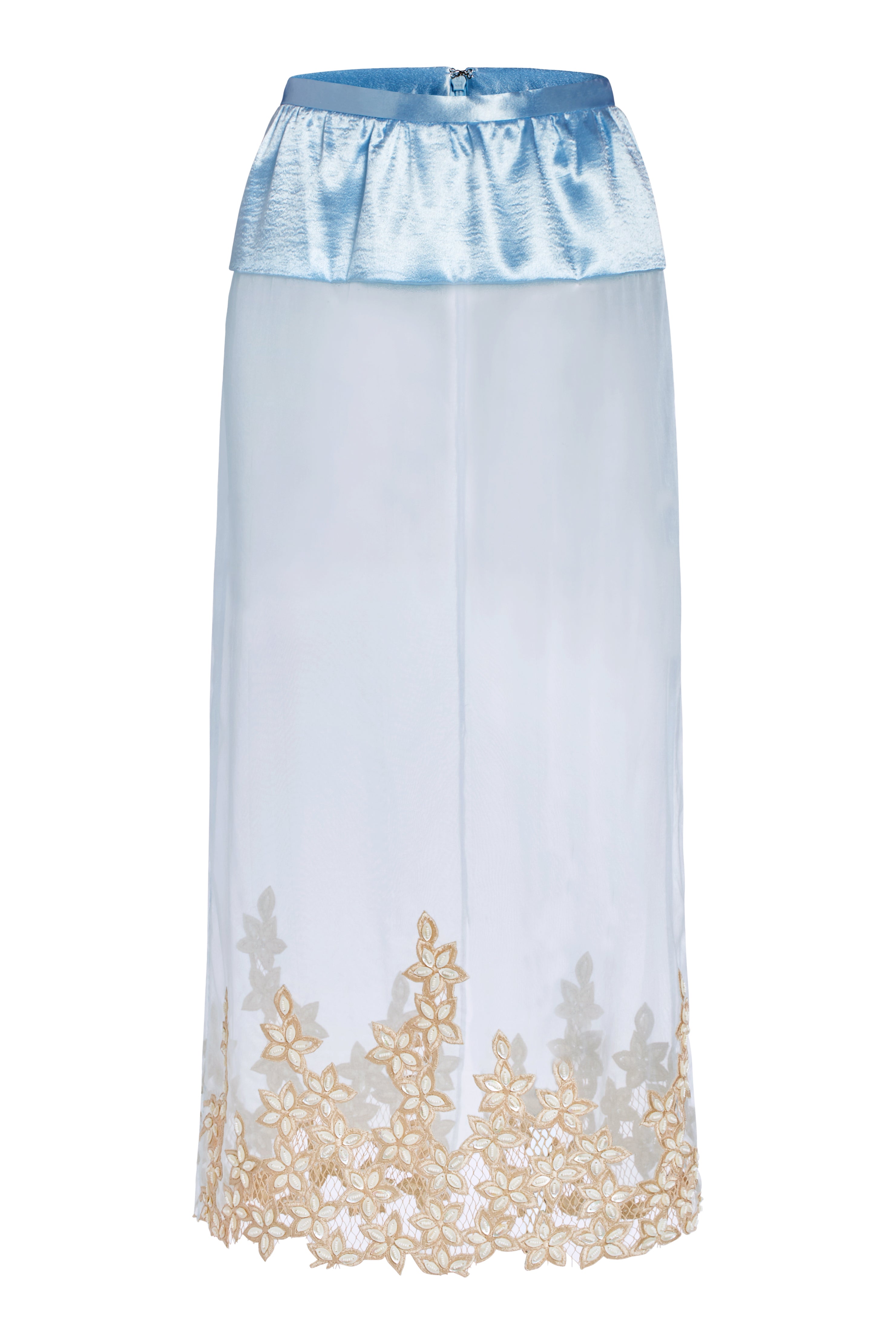 Amoret Ice Blue Satin And Tulle Skirt
