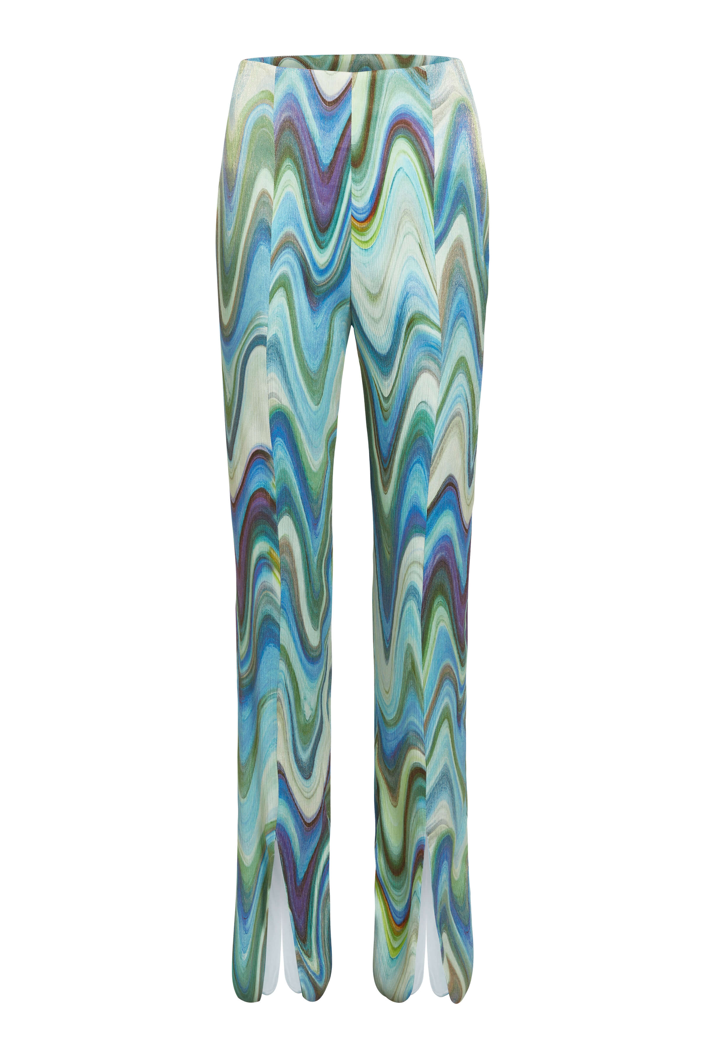 Robyn Teal Metallic Wave Pants