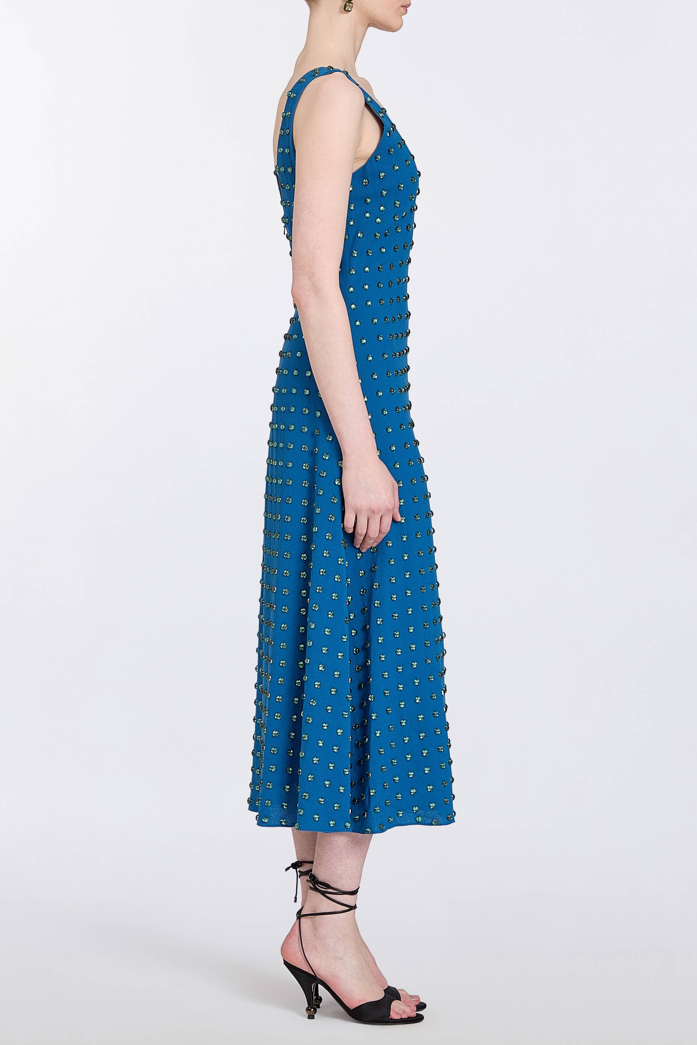 Odette Emerald Embellished Midi Dress