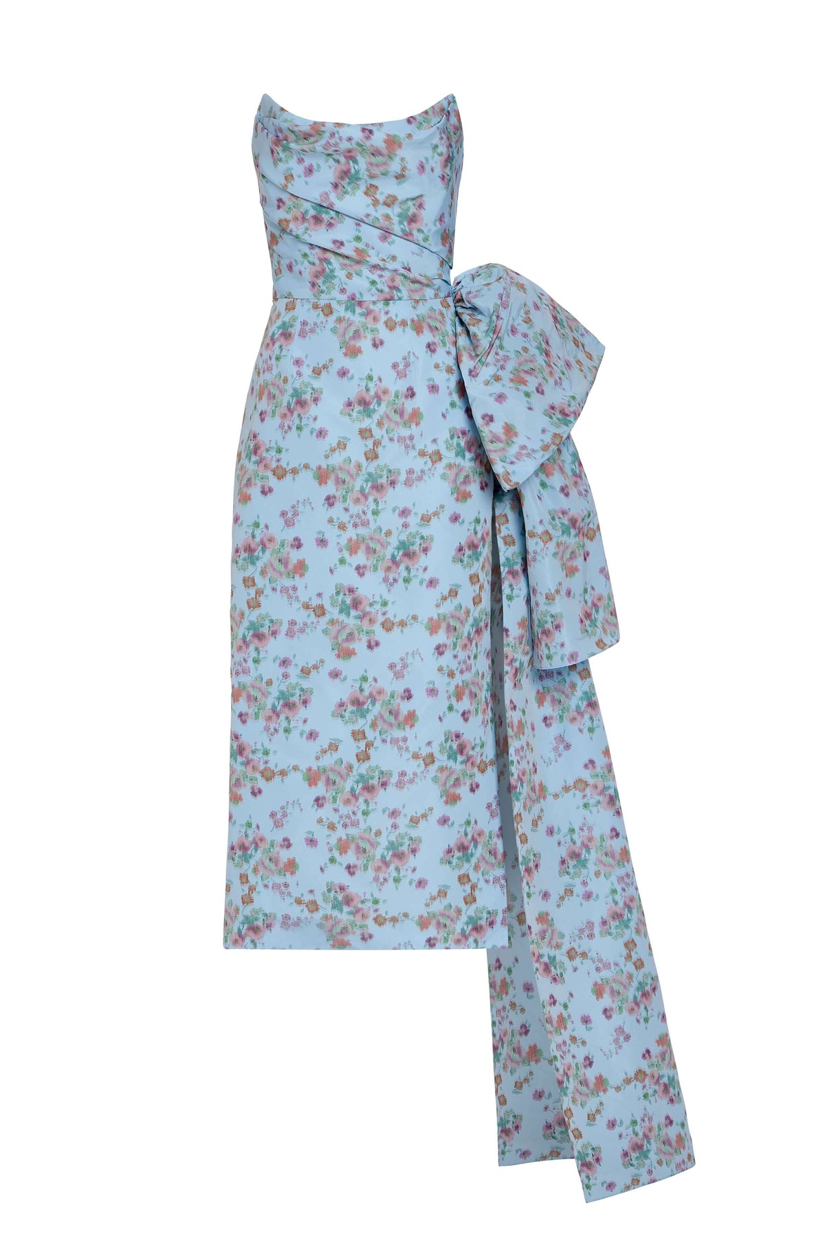 Aria Floral Ikat Strapless Midi Dress