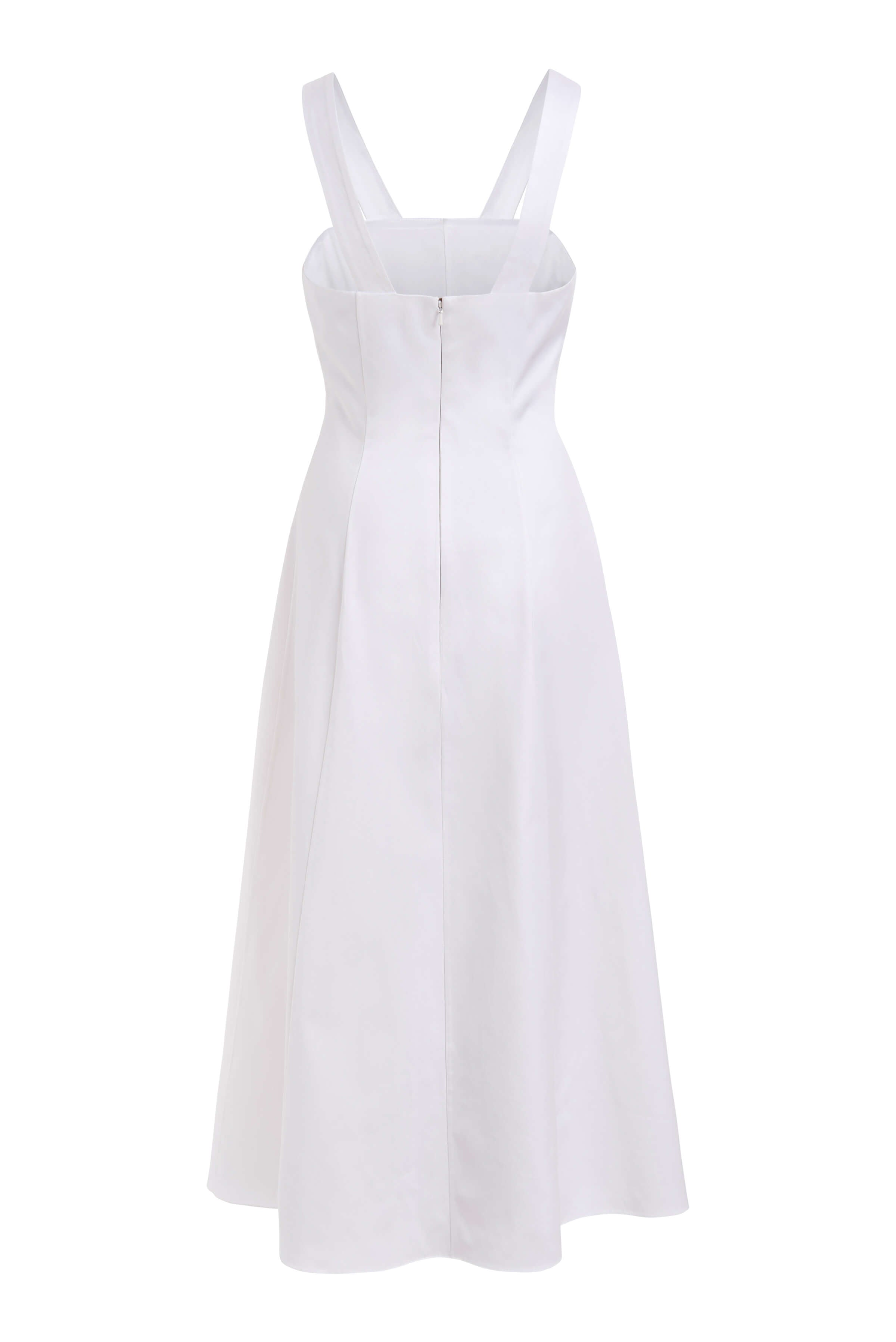 Birdie White Cotton A-Line Midi Dress