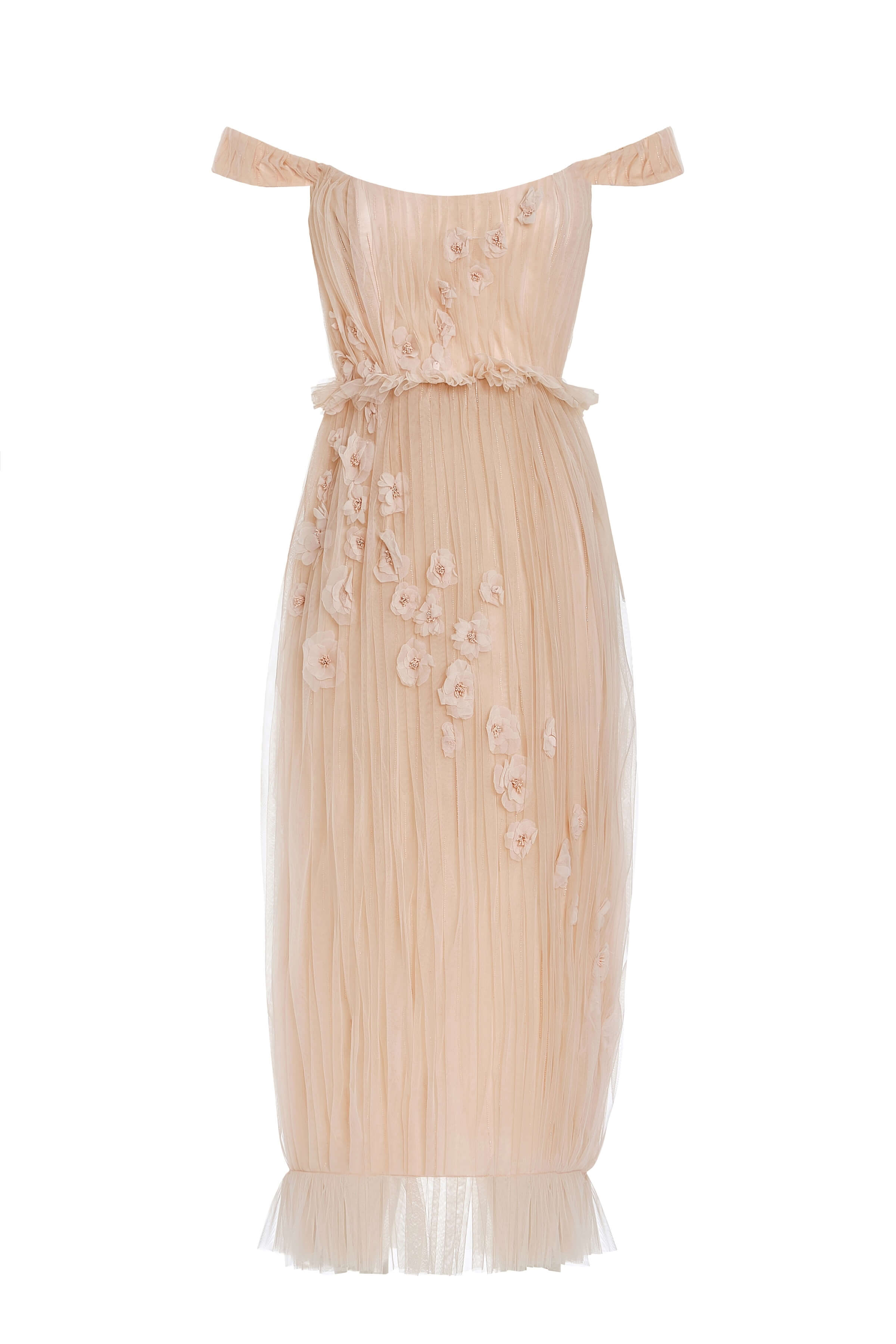 Peony Blush Floral Tulle Midi Dress