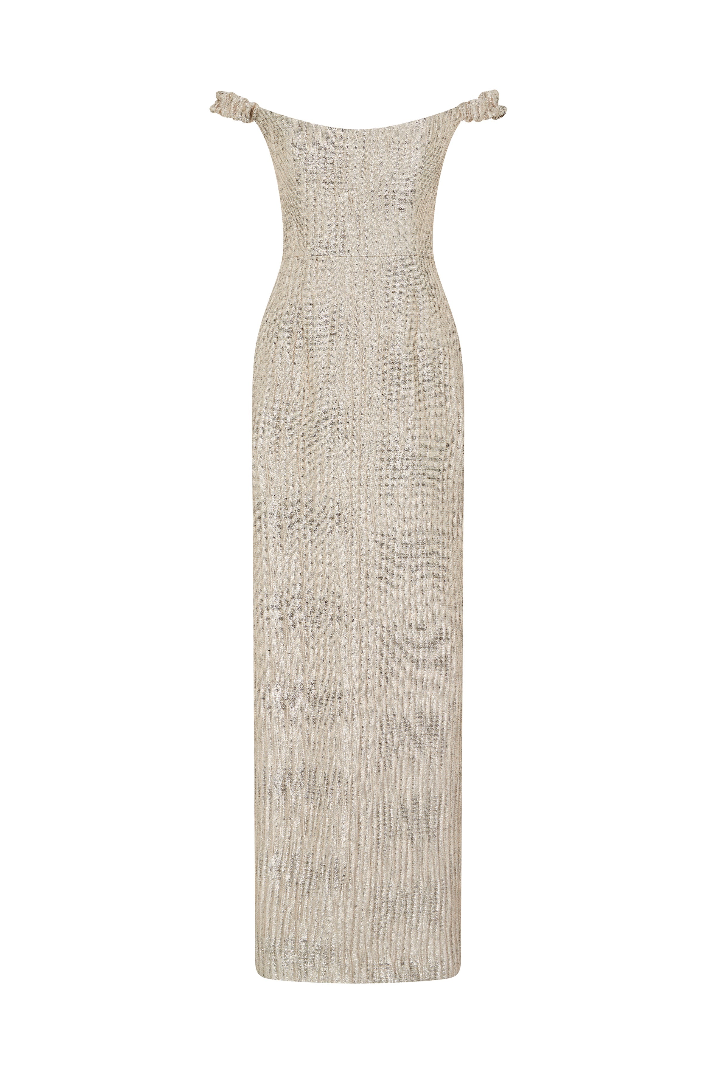 Yolanda Wavy Gold Brocade Gown