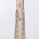 Yolanda Wavy Gold Brocade Gown
