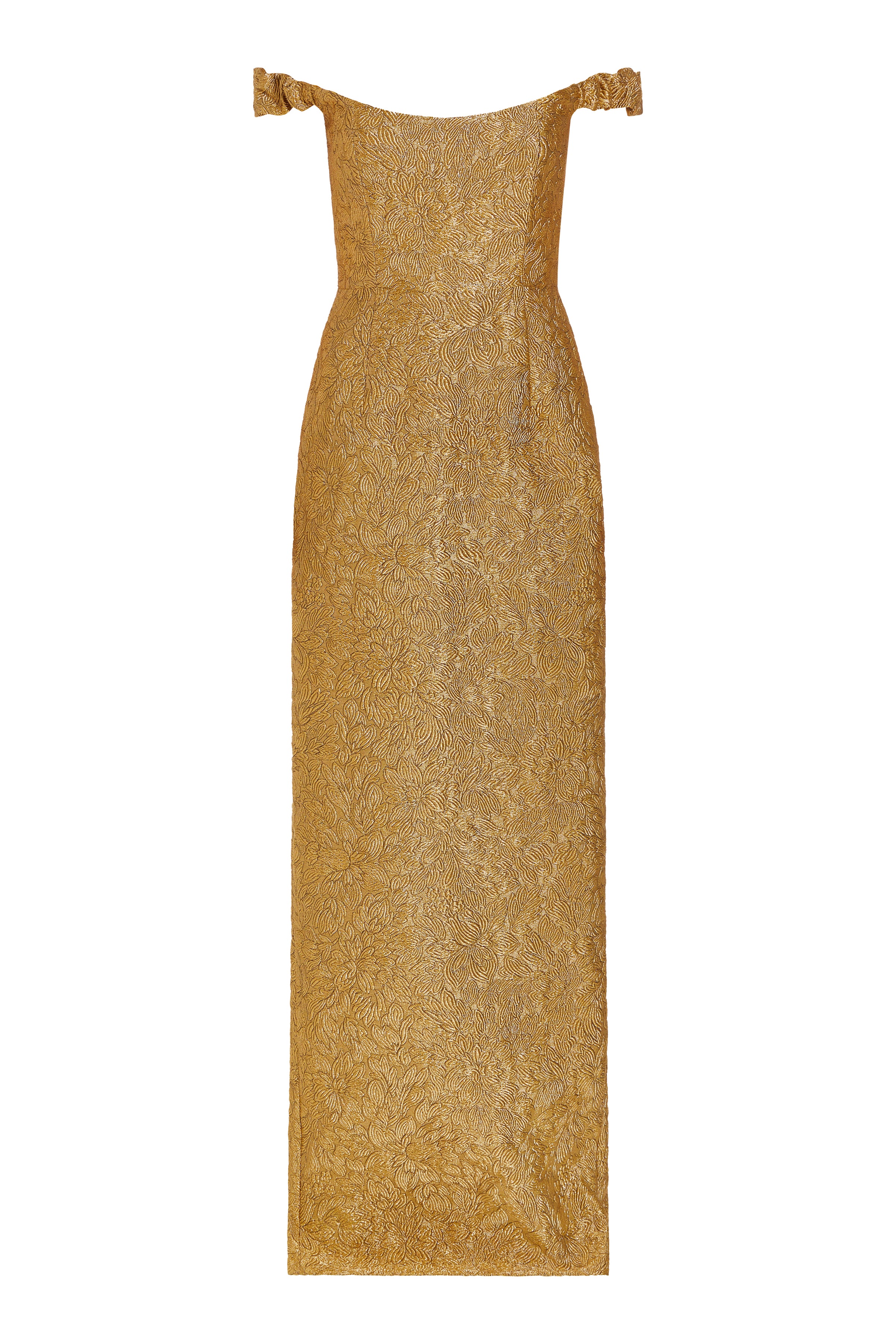 Yolanda Gold Brocade Column Gown